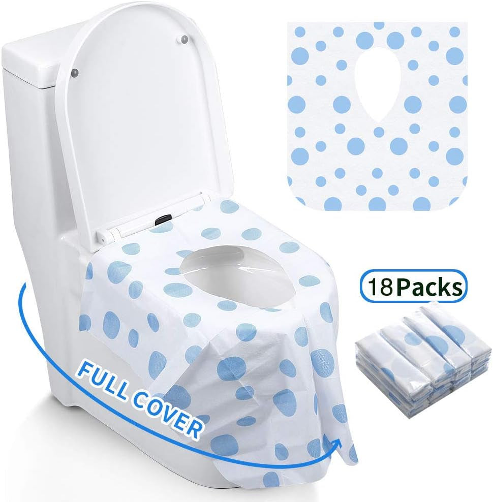 Disposable Toilet Seat Covers, Extra Large Portable Potty Seat Covers for Toddlers, Soft and Waterproof Travel Potty Training Seat for Kids, Individually Wrapped, 18 Count (Pack of 1)