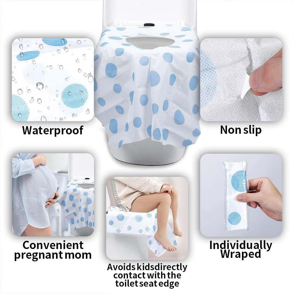 Disposable Toilet Seat Covers, Extra Large Portable Potty Seat Covers for Toddlers, Soft and Waterproof Travel Potty Training Seat for Kids, Individually Wrapped, 18 Count (Pack of 1)